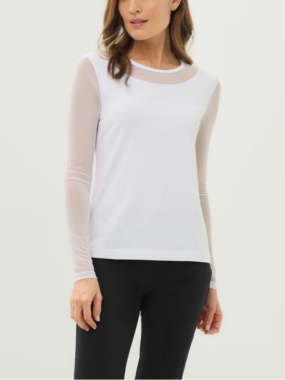 Anatomie Kim White Mesh Long Sleeve Top in Pima Modal Size Medium